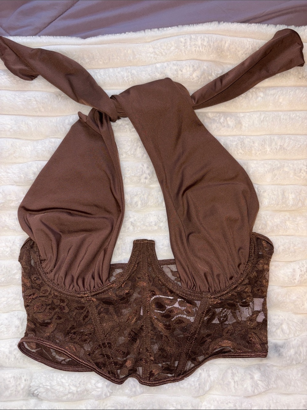 Women’s Brown Lace Halter Bralette